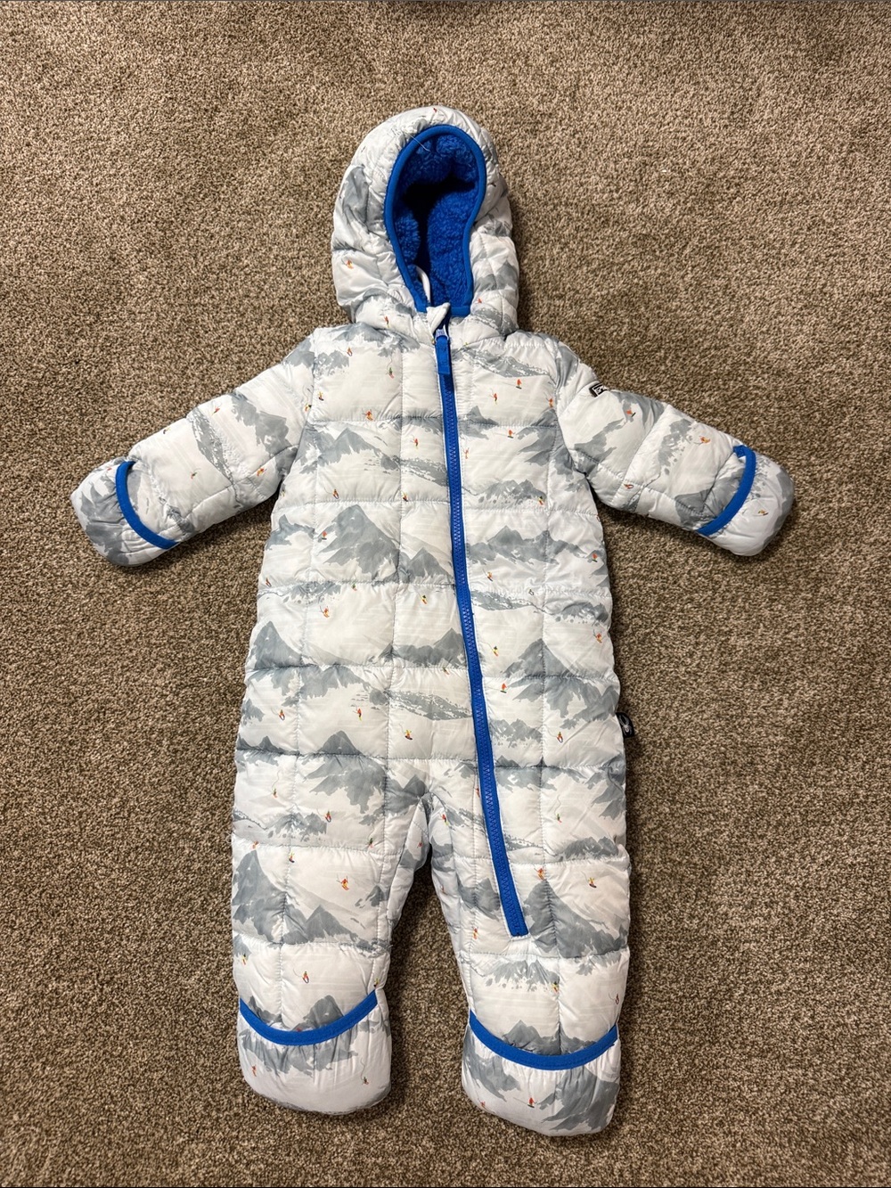 Spyder White & Gray Mountain-Print Snow Suit with Blue Trim